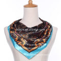 Fashion floral print polyester square silk satin lady scarf